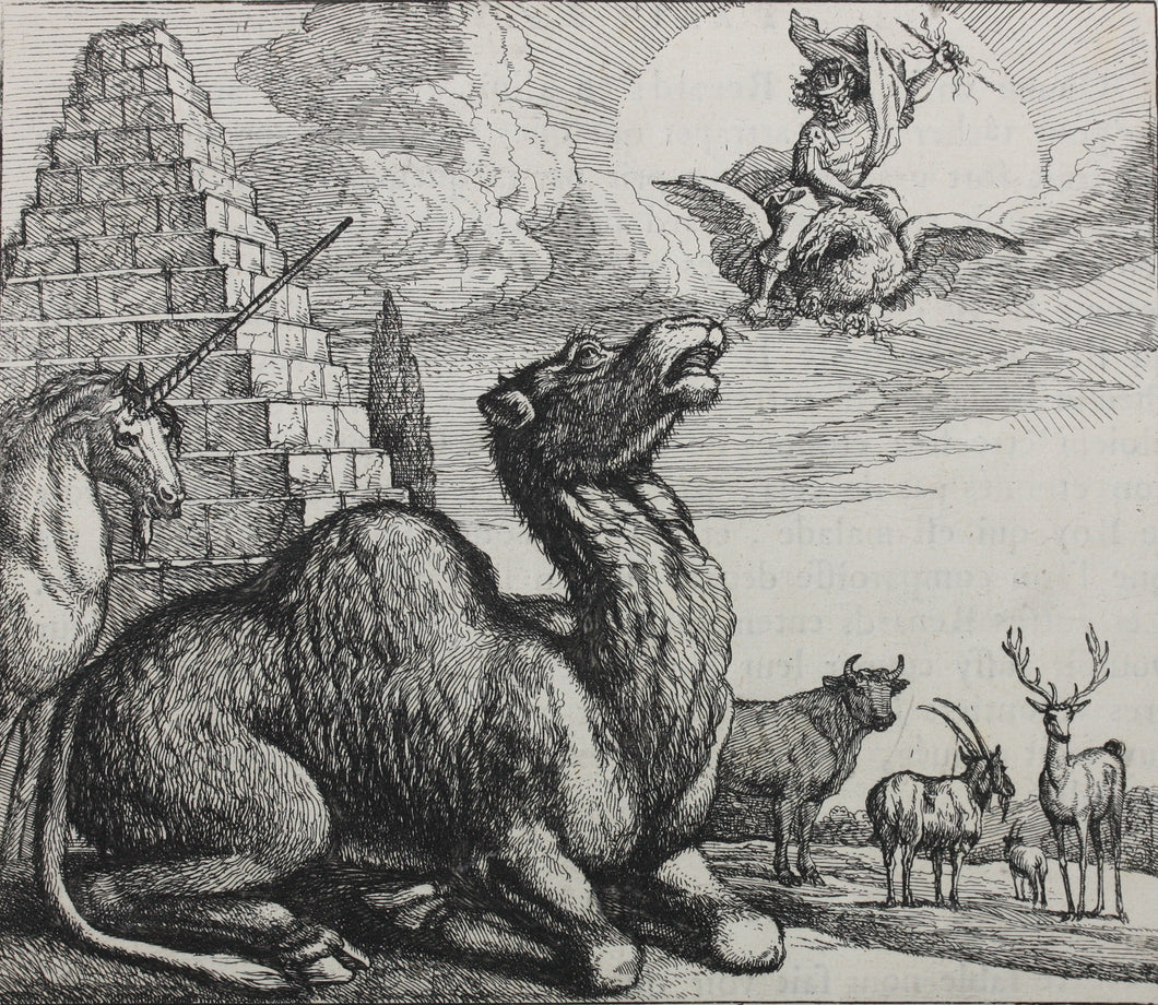 Francis Barlow. LXV. Jupiter and the Camels. From Aesop's Fables. Etching. 1666.