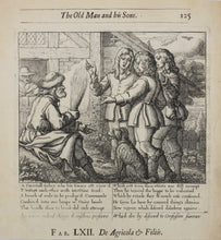 Load image into Gallery viewer, Francis Barlow. LXII. The Old Man and his Sons. From Aesop&#39;s Fables. Etching. 1666.
