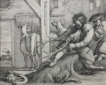 Load image into Gallery viewer, Francis Barlow. CVII. The Stag in the Oxtall. From Aesop&#39;s Fables. Etching. 1666.
