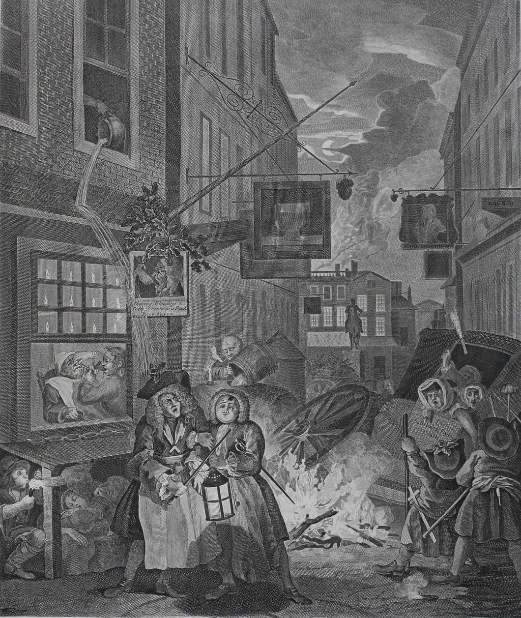 William Hogarth. Night. Engraving. 1738.