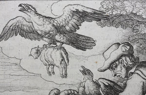 Francis Barlow. XCI. The Eagle and Crow. From Aesop's Fables. Etching. 1666.