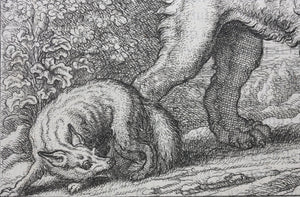 Francis Barlow. XXVII. The Lion and Fox. From Aesop's Fables. Etching. 1666.