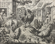 Load image into Gallery viewer, Francis Barlow. I. The Cock and The Jewel. From Aesop&#39;s Fables. Etching. 1666.
