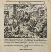 Load image into Gallery viewer, Francis Barlow. I. The Cock and The Jewel. From Aesop&#39;s Fables. Etching. 1666.
