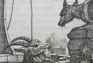 Francis Barlow. LX. The Goat in the Well. From Aesop's Fables. Etching. 1666.