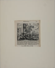 Load image into Gallery viewer, Francis Barlow. LVII. The Cat and Cock. From Aesop&#39;s Fables. Etching. 1666.
