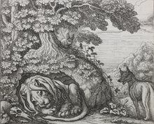 Load image into Gallery viewer, Francis Barlow. LI. The Sick Lion. From Aesop&#39;s Fables. Etching. 1666.

