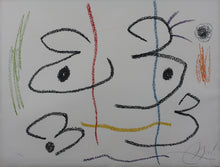 Load image into Gallery viewer, Joan Miro. Illustration for a poem by Carlos Franqui. Colored lithograph. 1978.
