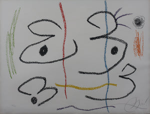 Joan Miro. Illustration for a poem by Carlos Franqui. Colored lithograph. 1978.