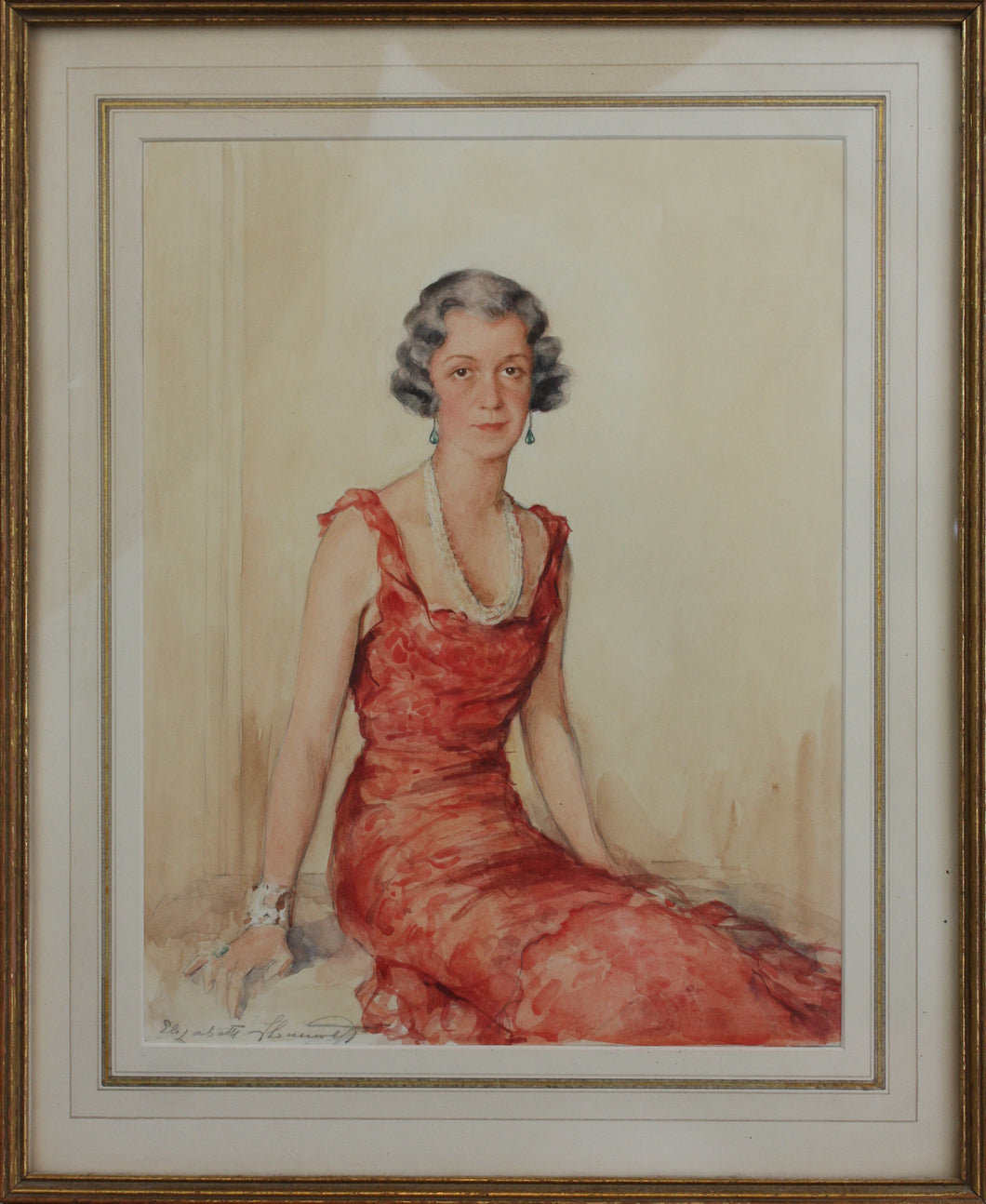 Elizabeth Shoumatoff. Watercolor portrait of Mary Louise Johnson Moreland. c.1950.