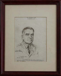 Andrey Avinoff. Portrait of the fleet admiral  William Frederick "Bull" Halsey Jr. Ink on paper. 1944.