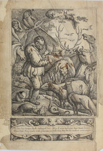 Francis Barlow. Portrait of Aesop. Frontispiece from Aesop's Fables. Engraving. 1666.
