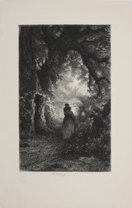 Edmond Hédouin. Silence and Night of the Woods. Etching. 1868.
