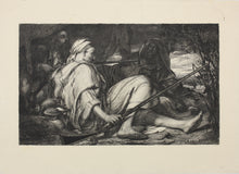 Load image into Gallery viewer, Hans (Johann) Canon, after. The Flamingo Hunters. Etching by Johann Klaus. Circa 1880.
