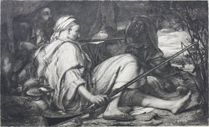 Hans (Johann) Canon, after. The Flamingo Hunters. Etching by Johann Klaus. Circa 1880.