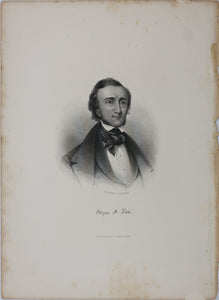 H. B. Hall and Sons. Portrait of Edgar Allan Poe. Engraving. 1870th.