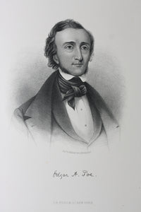 H. B. Hall and Sons. Portrait of Edgar Allan Poe. Engraving. 1870th.
