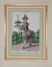 Load image into Gallery viewer, Martin Engelbrecht, after. A male Sweets peddler (Un Confiseur). Engraved by J. F. Schmidt. Hand-colored. 18th c.
