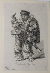 Rembrandt, after. The Quack seller. Etching by Francis Vivares. 1724-1780.