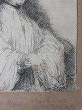 Load image into Gallery viewer, Rembrandt, after. The little Jewish bride. (Saskia as St Catherine). Etching by Ignace Joseph de Claussin. 1807.
