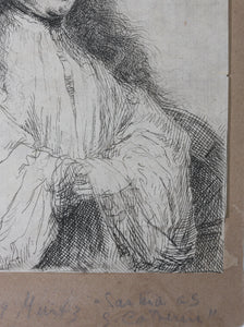 Rembrandt, after. The little Jewish bride. (Saskia as St Catherine). Etching by Ignace Joseph de Claussin. 1807.