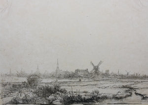 Rembrandt, after. View of Amsterdam from the north-west. Etching. C. 1640.