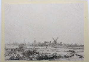 Rembrandt, after. View of Amsterdam from the north-west. Etching. C. 1640.