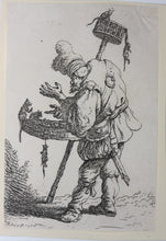 Load image into Gallery viewer, Jan van Vliet. A rat-catcher, whole-length in profile to left. Etching. 1632.
