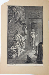Jacob Folkema. The Jealous Extremaduran. Illustration to Exemplary Novels by Miguel de Cervantes. Engraving. 1739.