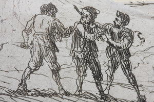 Claude Lorrain. Two brigands attacking a traveller. Etching. C. 1633.