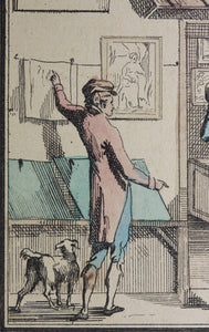 Jean Duplessis Bertaux. The print dealer. Hand colored etching. Early XIX C.