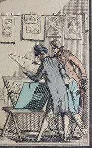 Jean Duplessis Bertaux. The print dealer. Hand colored etching. Early XIX C.