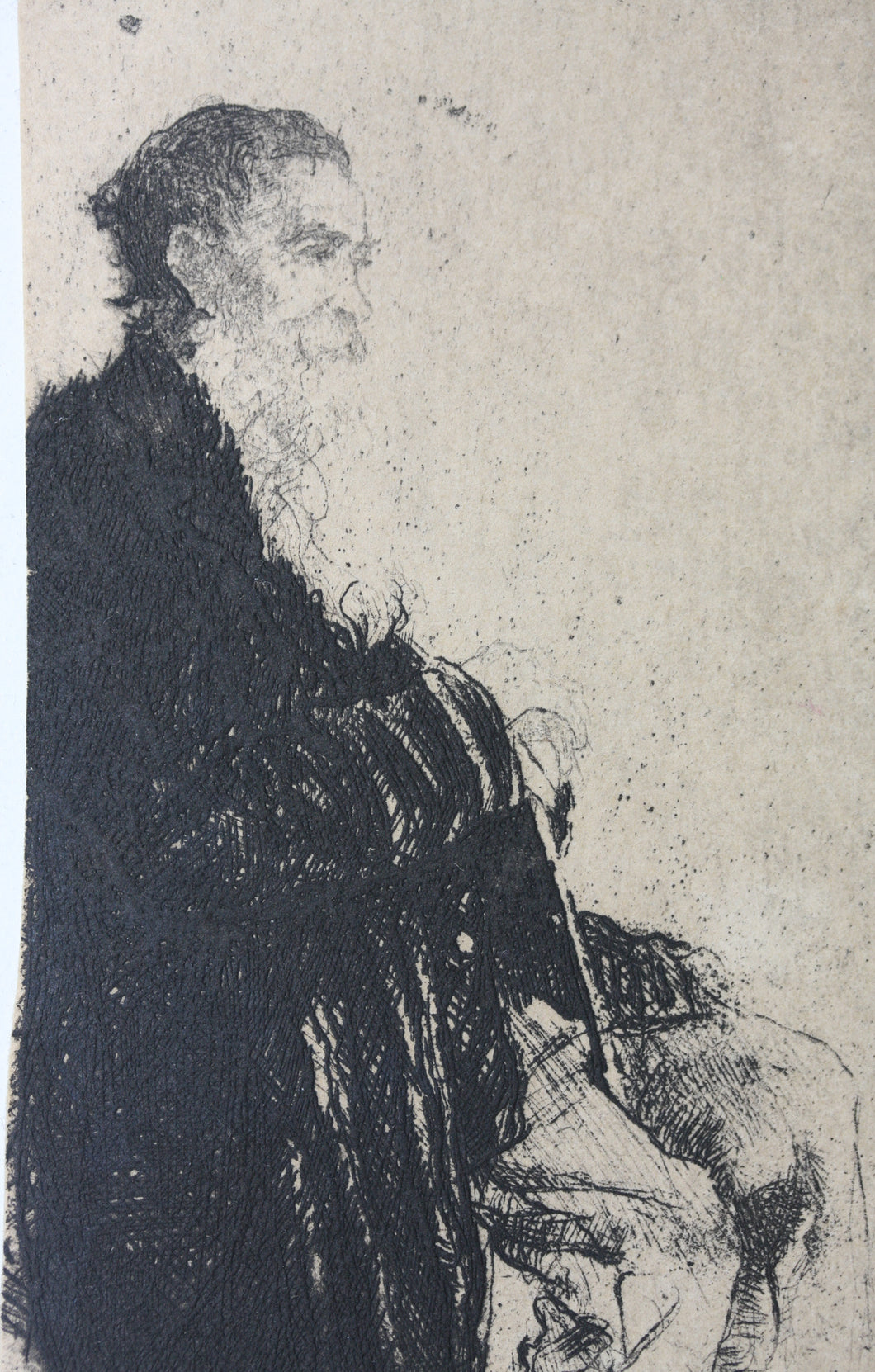 Adolf Jelínek Alex. Portrait of Tonda Špacír from Strmilov. Etching. C. 1918.
