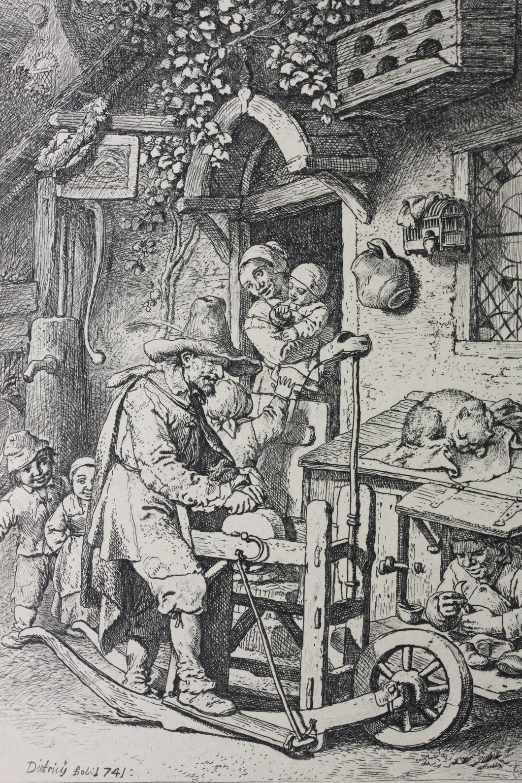 Christian Wilhelm Ernst Dietrich. The Scissors-Grinder. Etching. 1741.