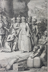 Jacob Folkema. The Generous Lover (Leonisa). Illustration to Exemplary Novels by Miguel de Cervantes. Engraving. 1739.