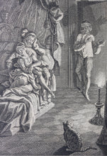 Load image into Gallery viewer, Jacob Folkema. The Jealous Extremaduran. Illustration to Exemplary Novels by Miguel de Cervantes. Engraving. 1739.
