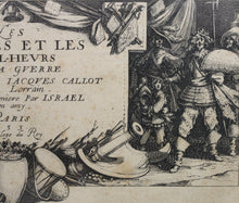 Load image into Gallery viewer, Jacques Callot. Title Page from the series Les Misères et les Malheurs de la Guerre. Etching. 1633.
