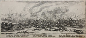 Jacques Callot, after. Battle scene. Etching. XVII - XVIII C.