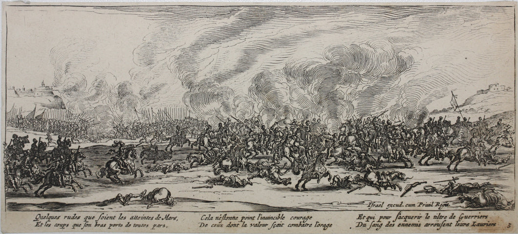 Jacques Callot, after. Battle scene. Etching. XVII - XVIII C.