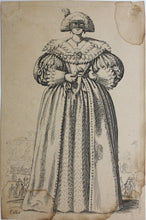 Load image into Gallery viewer, Jacques Callot. Masked Noble Woman. Etching. c. 1620-1623
