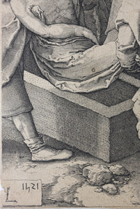 Lucas van Leyden, after. Deposition. Engraving. 17th C.