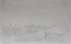 Anonymous artist XVII C. in the manner of Rembrandt, after. Landscape with a cow. Etching by Léopold Flameng. C. 1859.