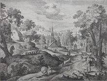 Load image into Gallery viewer, Hans Bol, after. Landscape with Mercury and Argus. Engraving by Monogrammist HB. 1601.
