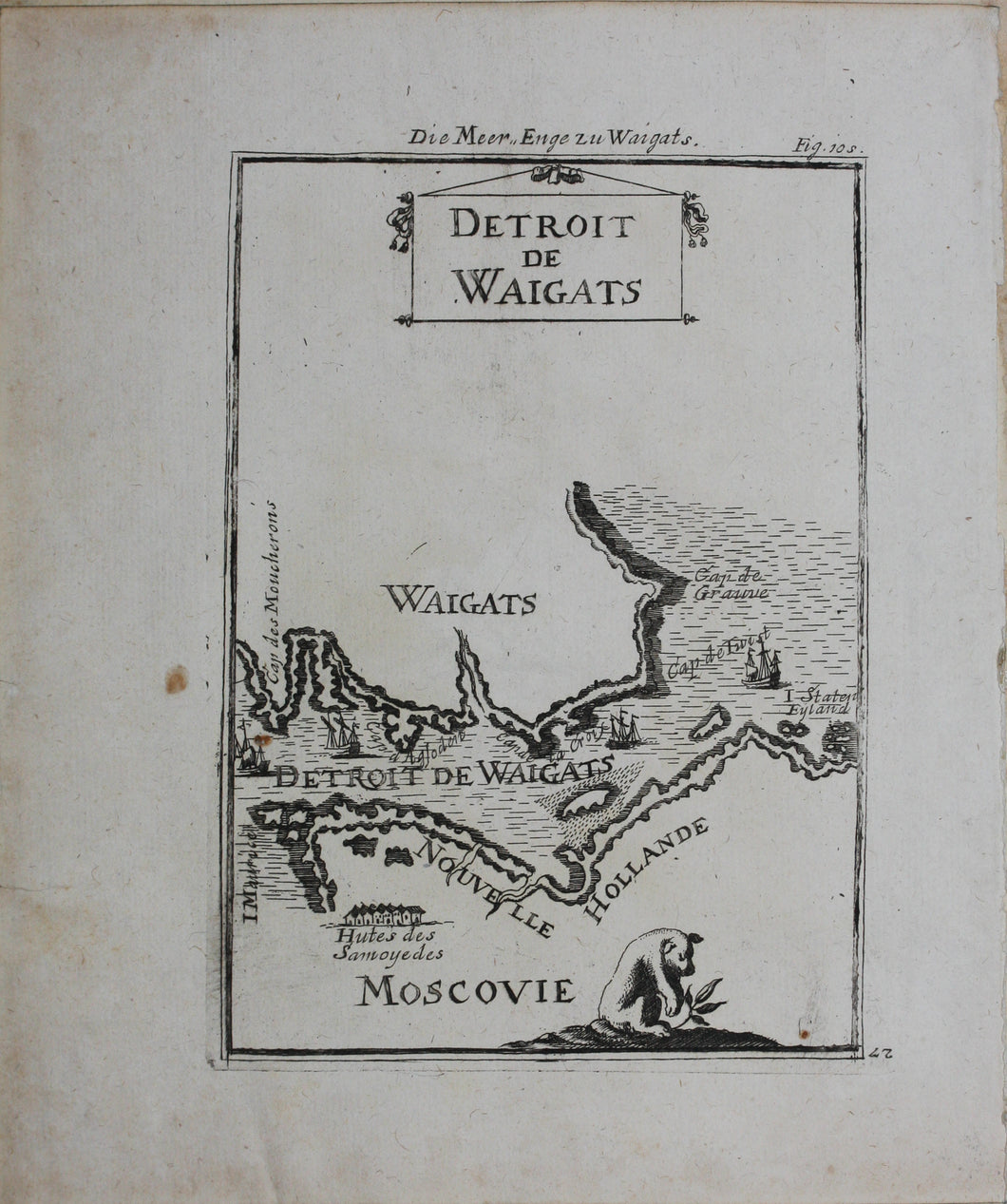 Alain Manesson Mallet. Map of the Strait of Waigats. Engraving. 1719.