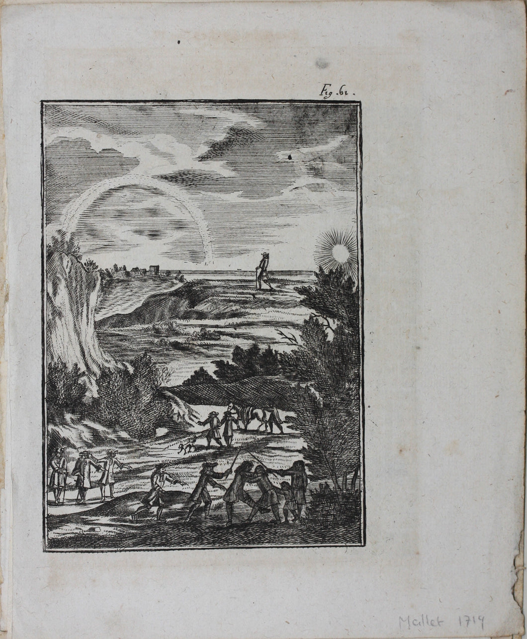Alain Manesson Mallet. Rainbow. Engraving. 1719.