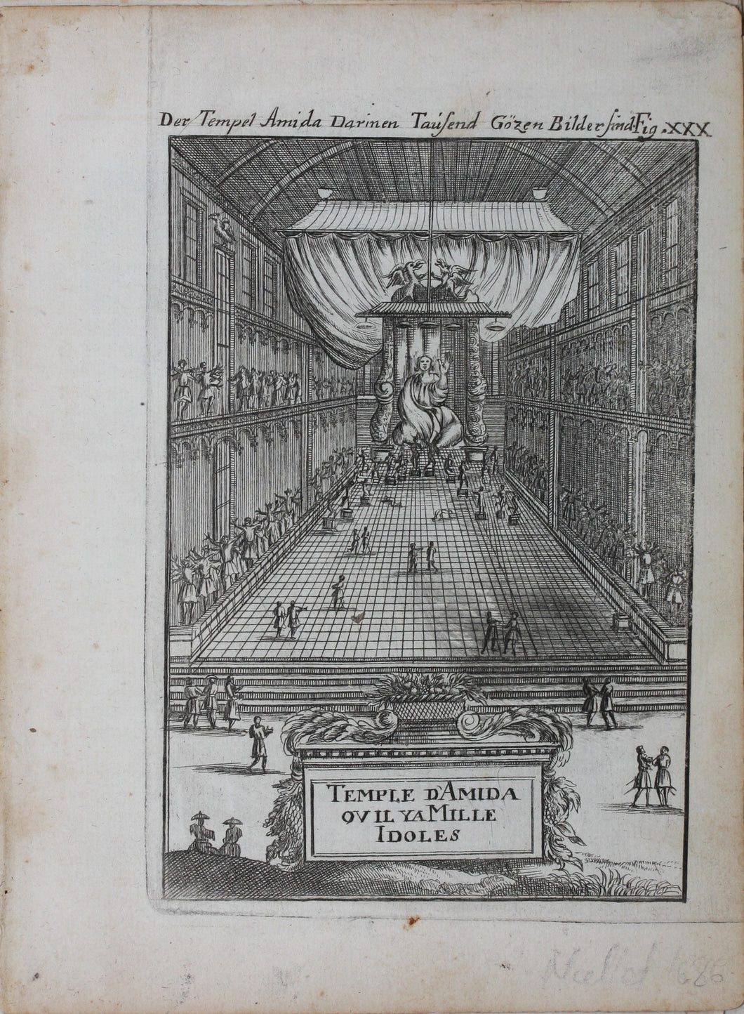 Alain Manesson Mallet. Temple of Amida. Engraving. 1685.