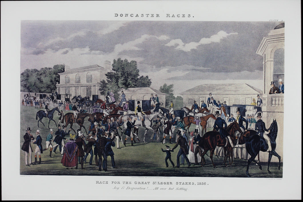 James Pollard, after. Race for the Great St. Leger Stakes. Engraved by. John Harris. 1837. Fine art print by The Bombay Company. 1987.