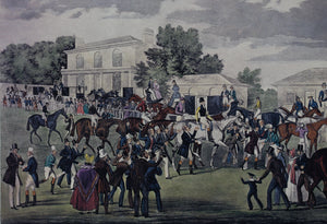 James Pollard, after. Race for the Great St. Leger Stakes. Engraved by. John Harris. 1837. Fine art print by The Bombay Company. 1987.
