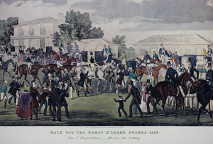James Pollard, after. Race for the Great St. Leger Stakes. Engraved by. John Harris. 1837. Fine art print by The Bombay Company. 1987.