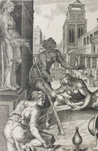 Load image into Gallery viewer, Maarten van Heemskerck, after. Bathsheba receiving a message from David. Engraving by Harman Jansz. Muller. C. 1566.
